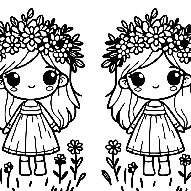 girl with flowers crown in the field