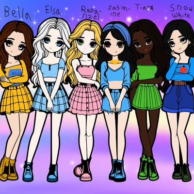 a group of girls realistic