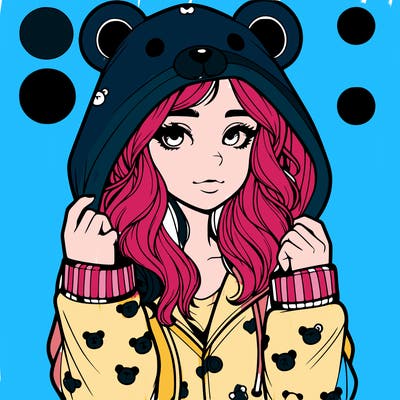 realistic girl in a animal pjs hoodie