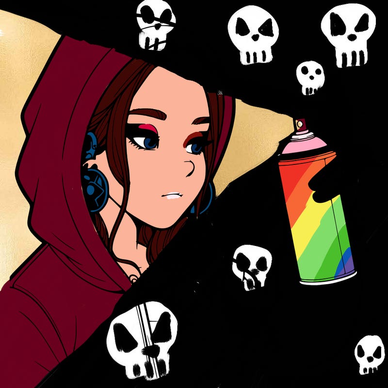 a realistic girl, spray painting