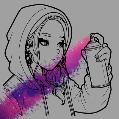 a realistic girl, spray painting
