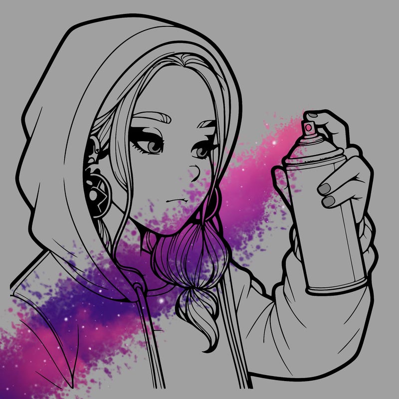a realistic girl, spray painting