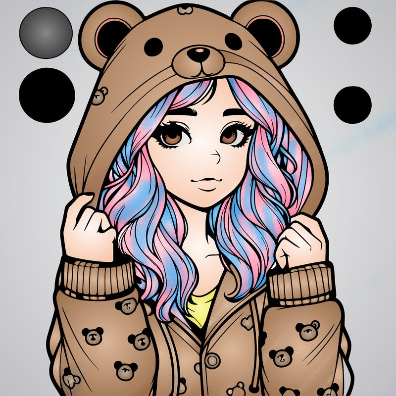 realistic girl in a animal pjs hoodie