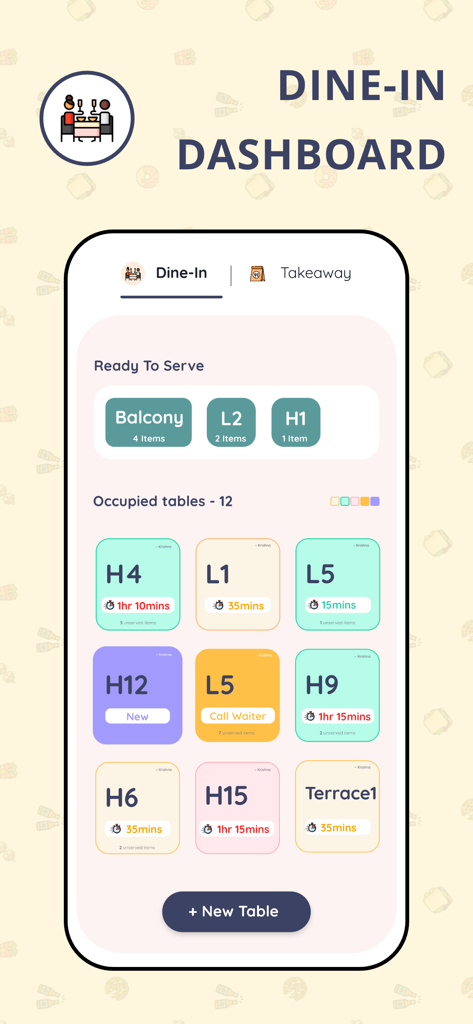 Menula restaurant partner dine-in dashboard showing table status and orders ready to serve.