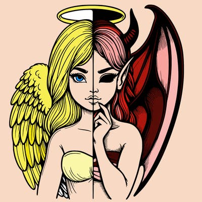 realistic angel half demon