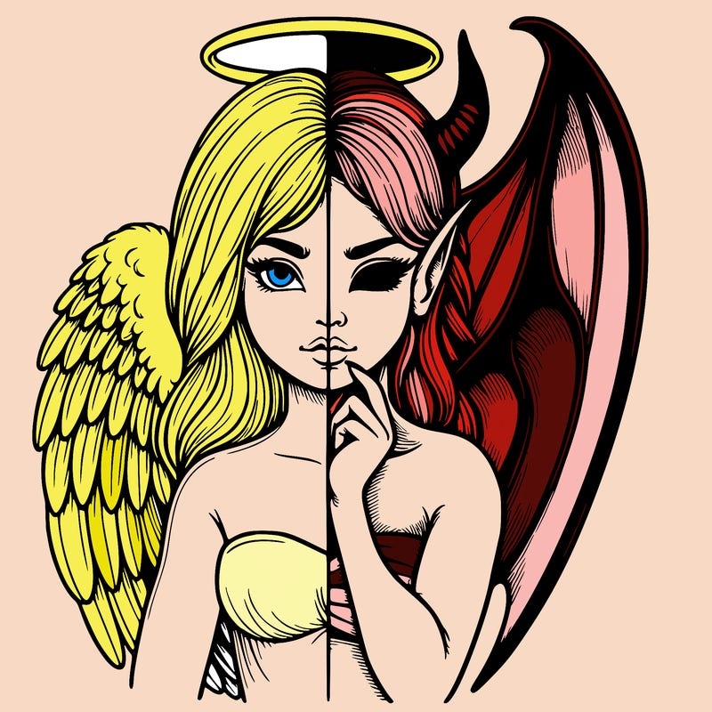 realistic angel half demon