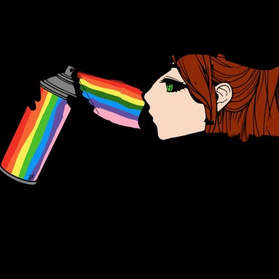 a realistic girl spray, painting