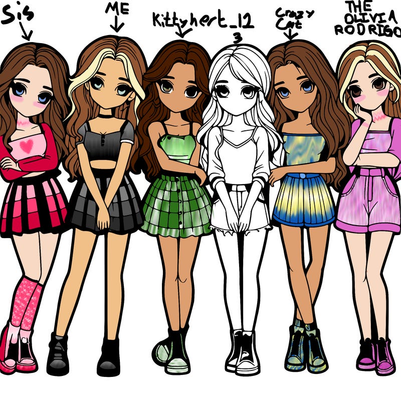 a group of girls realistic