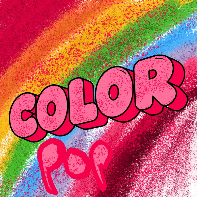 a sign that says color in bubble writing