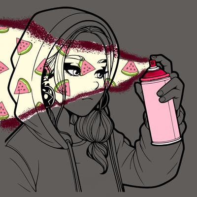 a realistic girl, spray painting