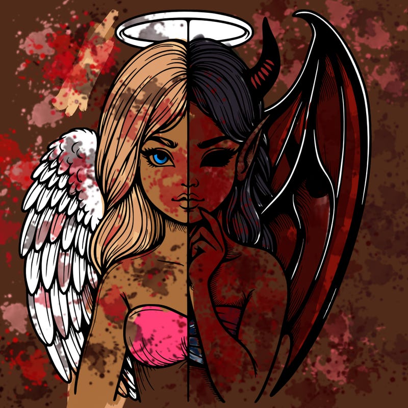 realistic angel half demon