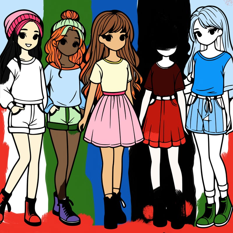 a group of five girls