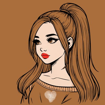 realistic girl with a high ponytail