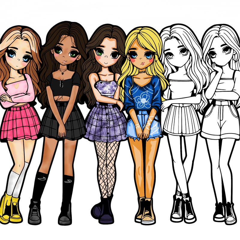 a group of girls realistic