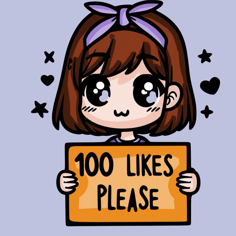 girl holding sign saying 100 likes please