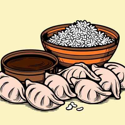 dumplings and rice