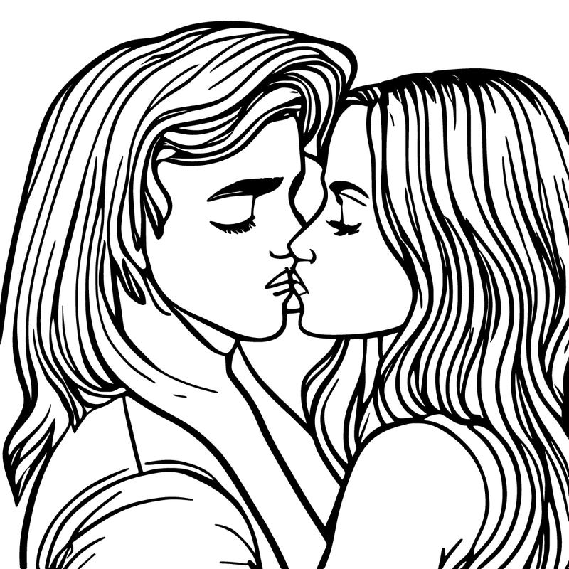 teenage girl and boy kissing