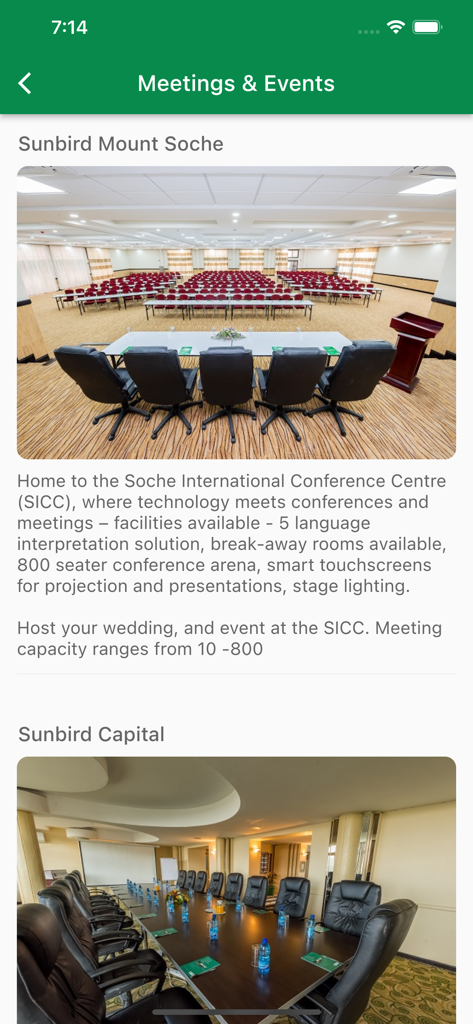 Sunbird Hotels & Resorts - Instalaciones profesionales de salas de conferencias y salas ejecutivas en Sunbird Hotels and Resorts en Malawi