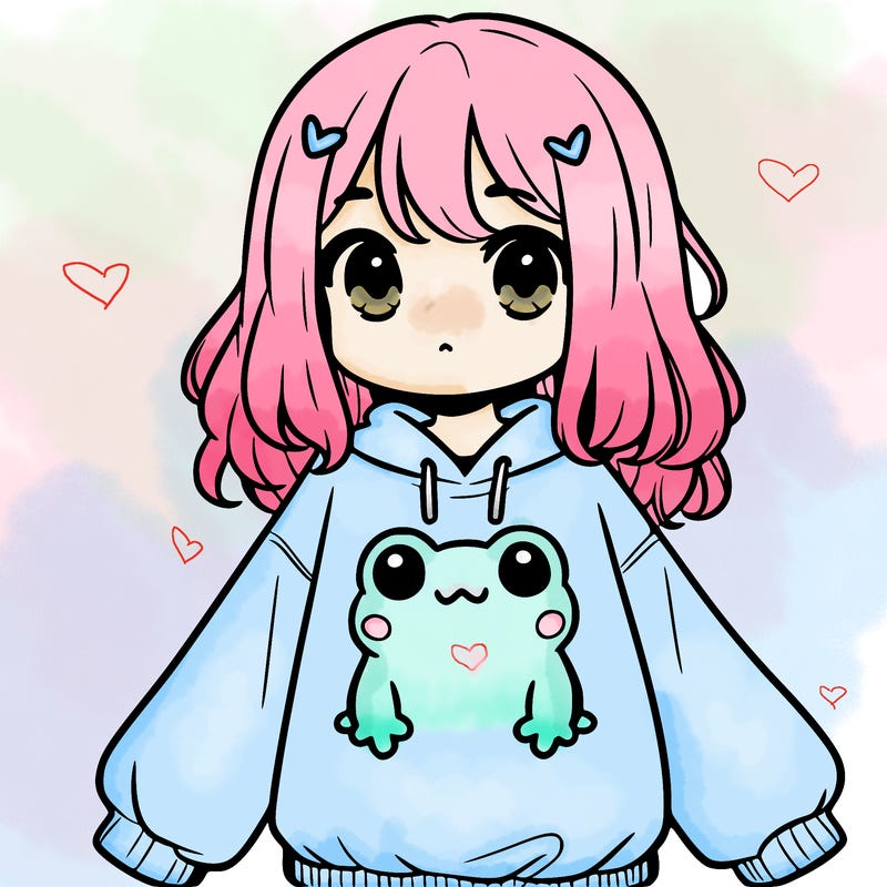 girl wearing frogging sweatshirt
