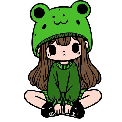 a girl wearing a frog hat and some frog socks