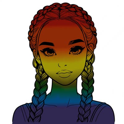 realistic girl with braids