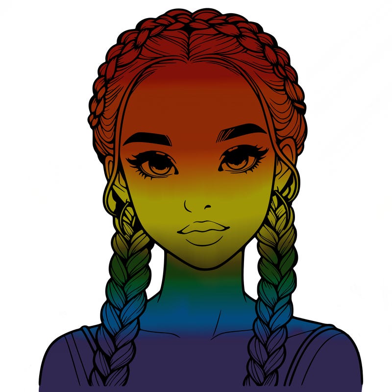 realistic girl with braids