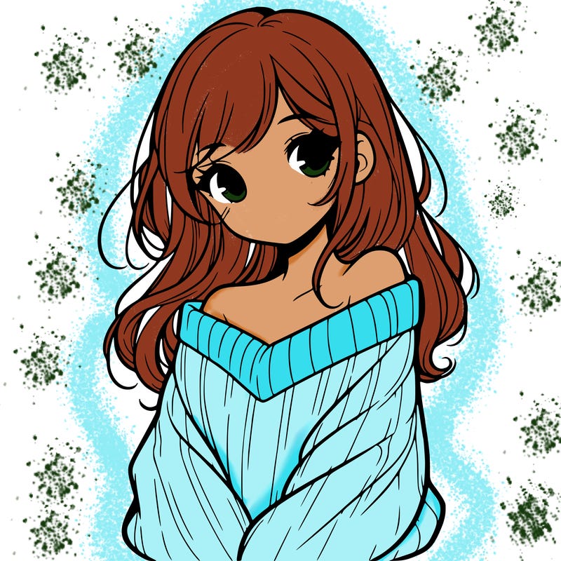 shy pretty girl wearing a sweater that is falling off one shoulder portrait