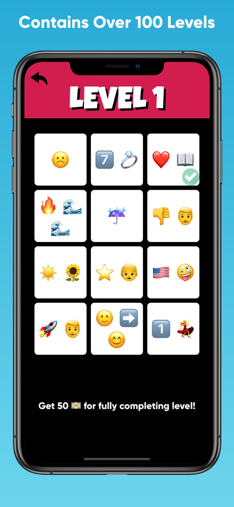Guess the Song:  Music Quiz - Mobile Ansicht des Musikquizspiels Rate das Lied Level 1 mit mehreren Emoji-Songrätseln