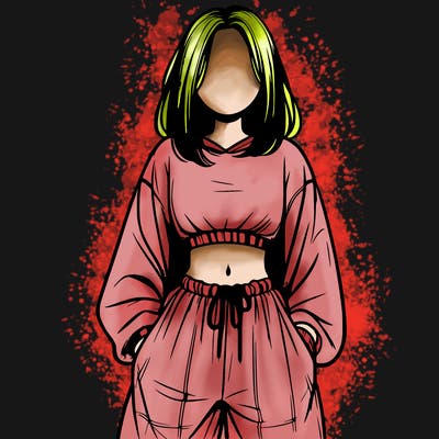 realistic girl faceless with baggy pants and a crop top