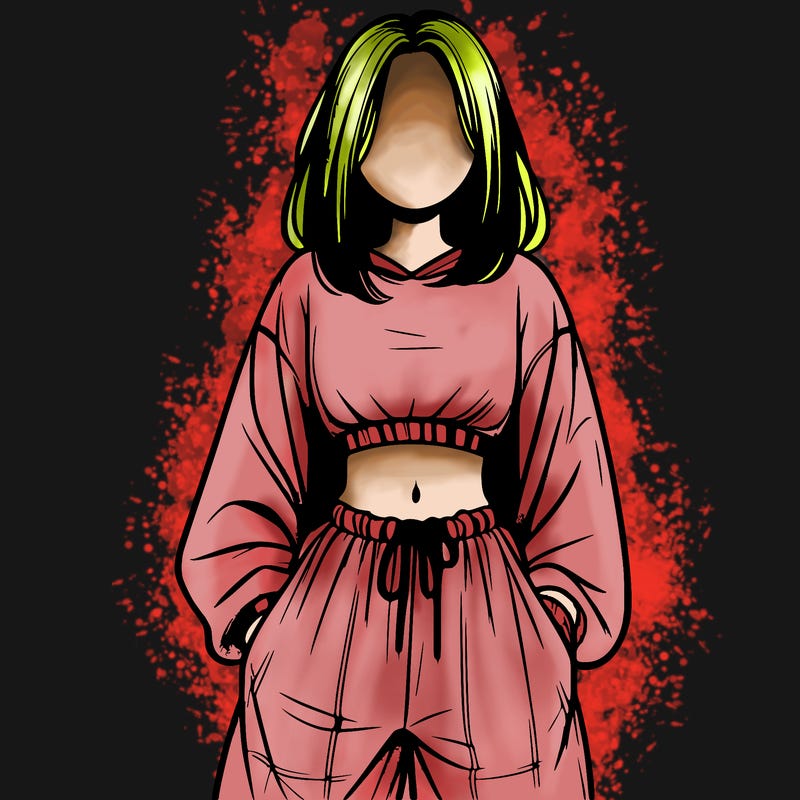 realistic girl faceless with baggy pants and a crop top