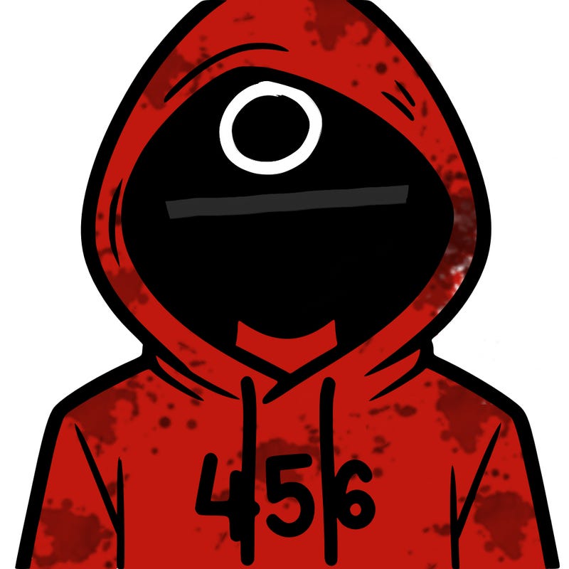 a person with non face waering a hoodie with a 456 symbol