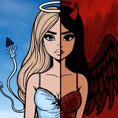 devil vs angel realistic girl