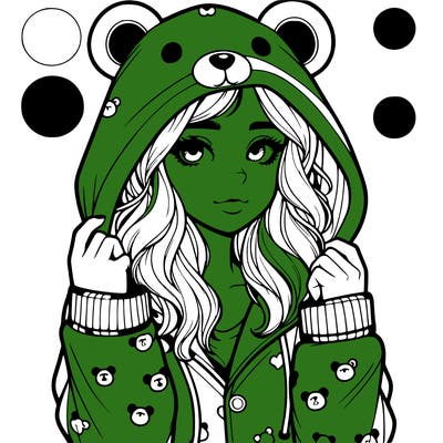 realistic girl in a animal pjs hoodie