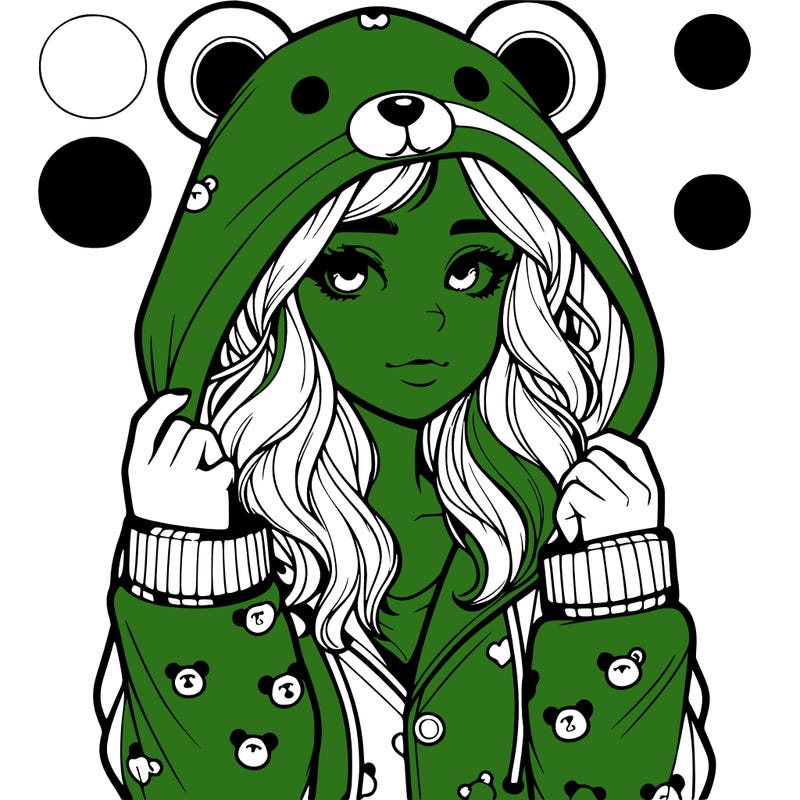 realistic girl in a animal pjs hoodie