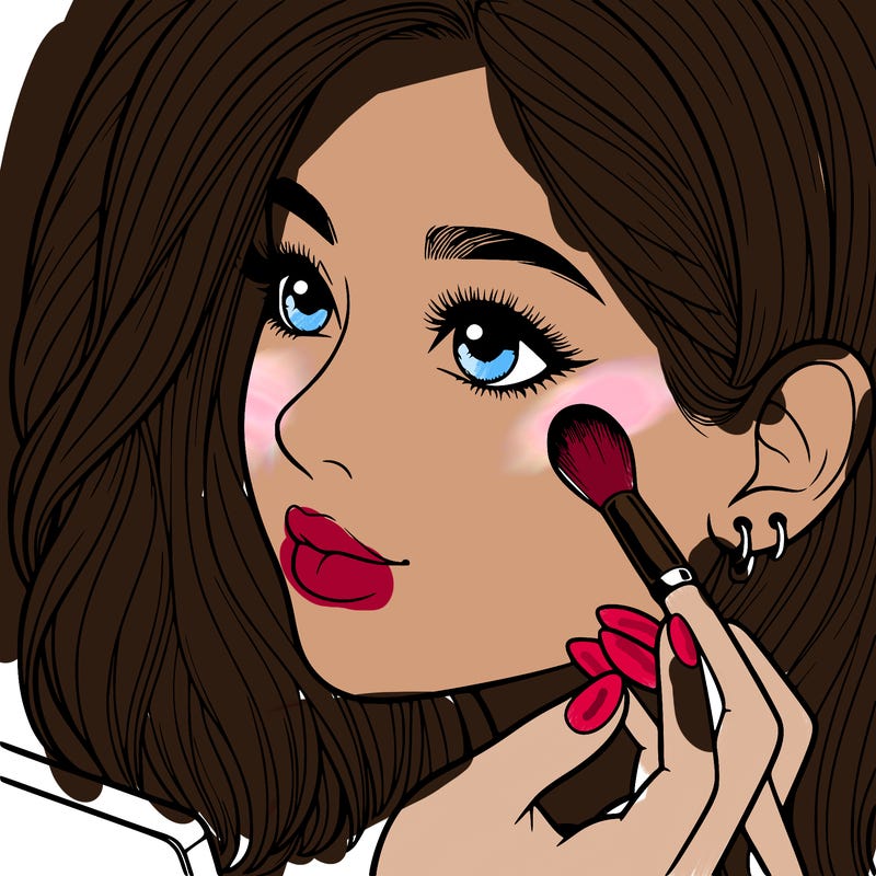 a realistic girl doing her makeup