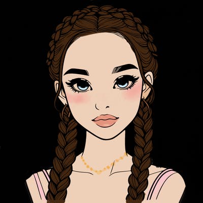 realistic girl with braids