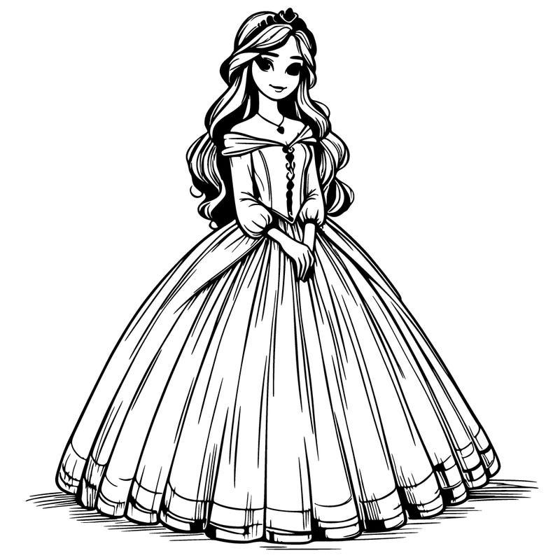 princess with long dress realistic
