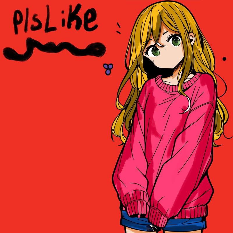 manga teen girl  in a sweater and baggy pants