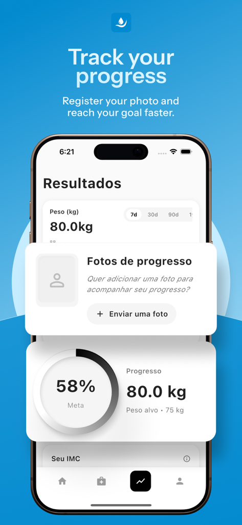 Inject - GLP-1 Tracker - Inject app progress screen showing weight tracking and goal completion percentage