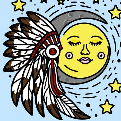 native american moon and stars
