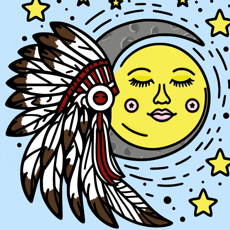native american moon and stars