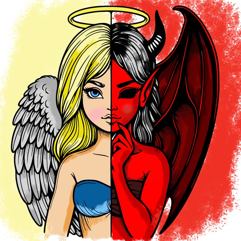 realistic angel half demon