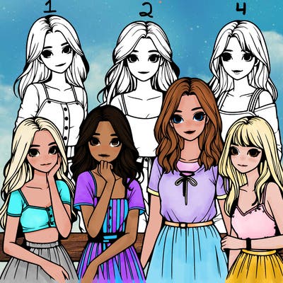 a group of girls realistic