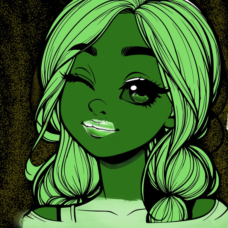 realistic girl with squinted eyes