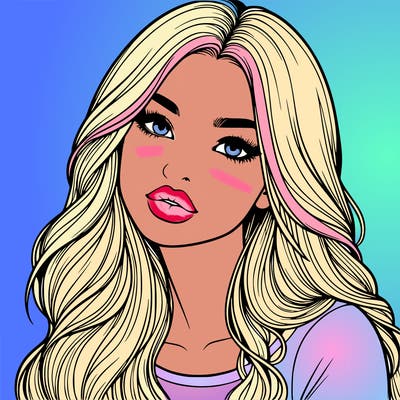 realistic girl with hair on her hair and lips