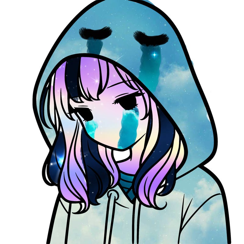 girl with a hoodie with hood over her head