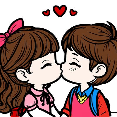 boy and girl kissing