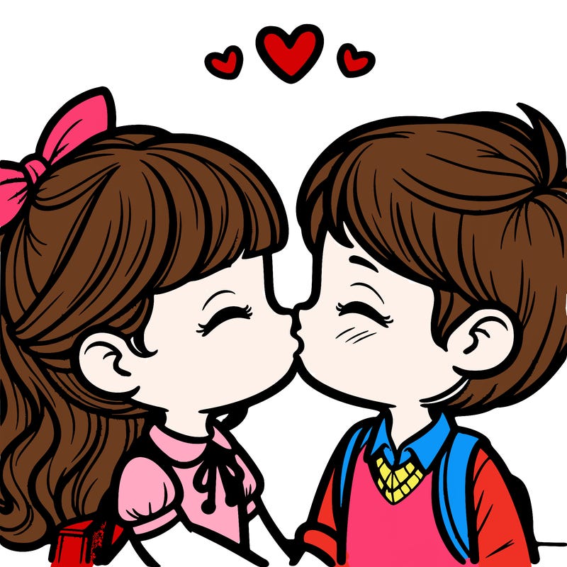 boy and girl kissing
