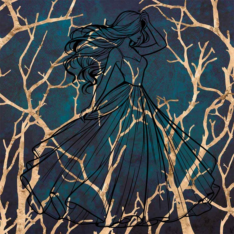 realistic woman with dress flowing in the wind