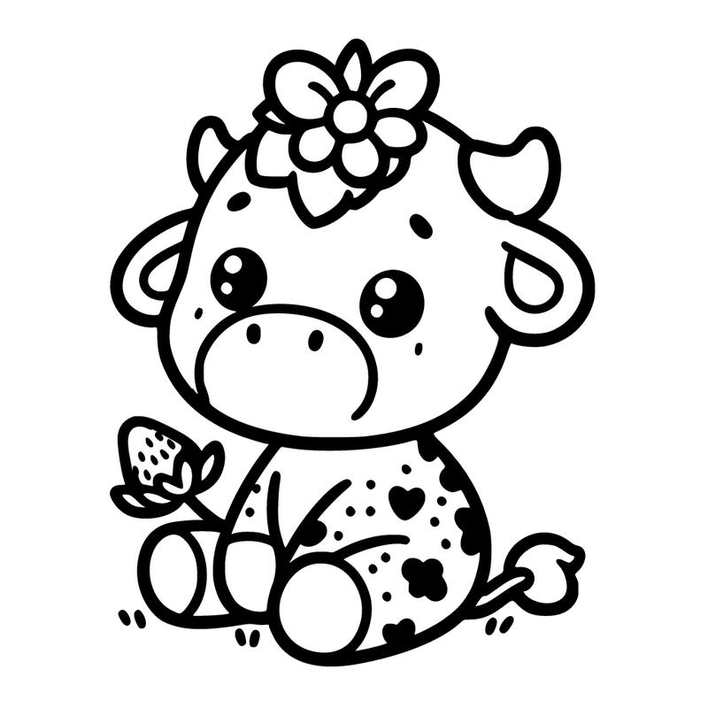 cute baby strawberry milk cow
